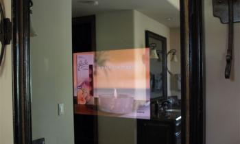 Custom TV Inside A Mirror - In This Photo the TV Is On